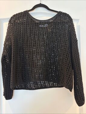 Zara Women’s Open-Knit Black Sweater